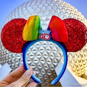 NWT Disney Parks EPCOT 40th Anniversary Sequins Rainbow Mickey Ears Headband